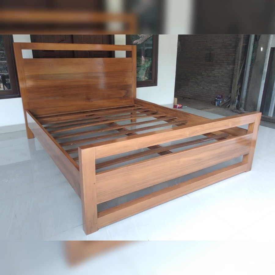 Oak MDF King Size Bed - Wooden Color